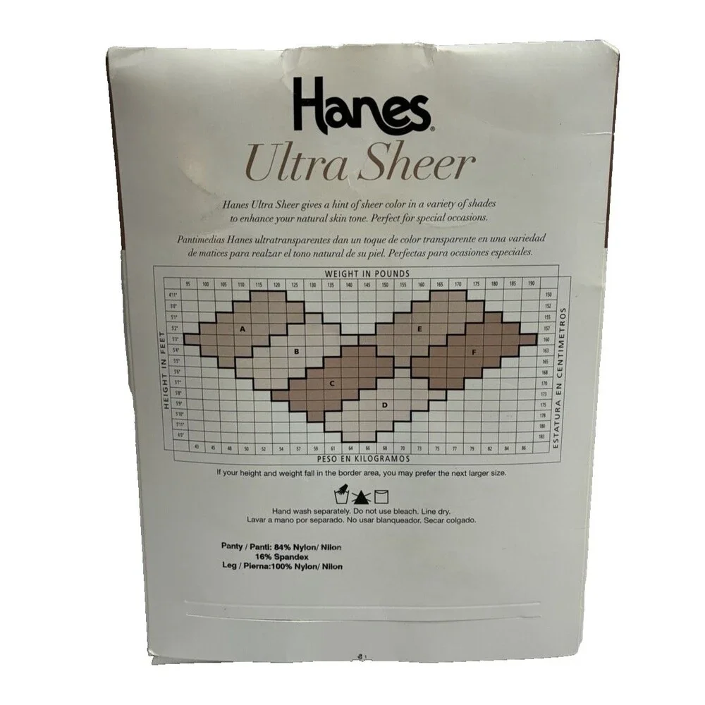 Hanes Control Top Sandalfoot Ultra Sheer Pantyhose Java Size E New